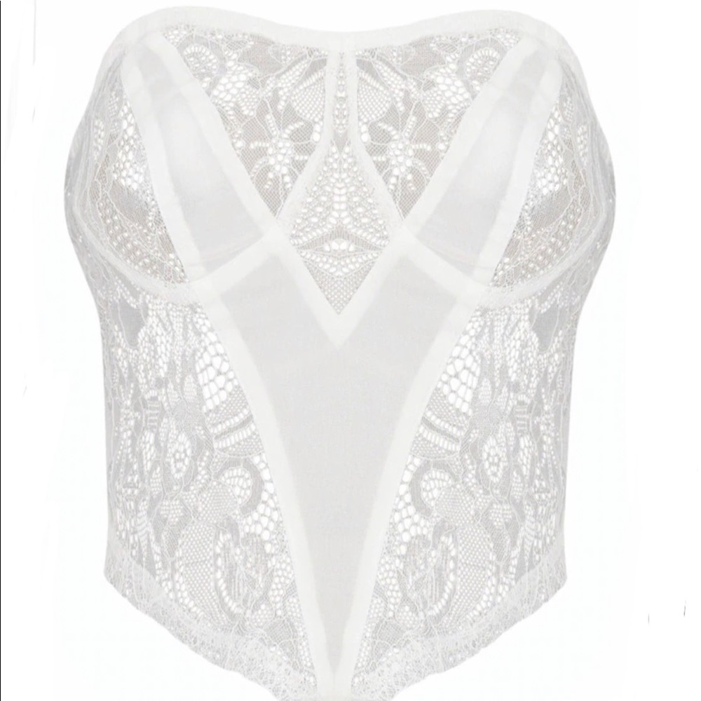 White Bandeau Lace Corset